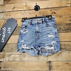 SALE-American Eagle women's curvy hi-rise shortie distressed shorts size 0